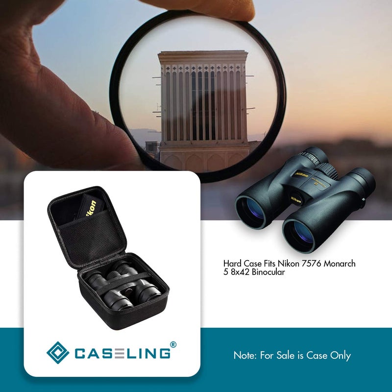 Caseling Hard Case Fits Nikon 7576 MONARCH 5 8x42 Binocular - Interior 6.3" x 5.4" 2.85" - Hard Shell Case with Zipper for Storage, Travel, Carrying - EVA Protection Holder - Image 3